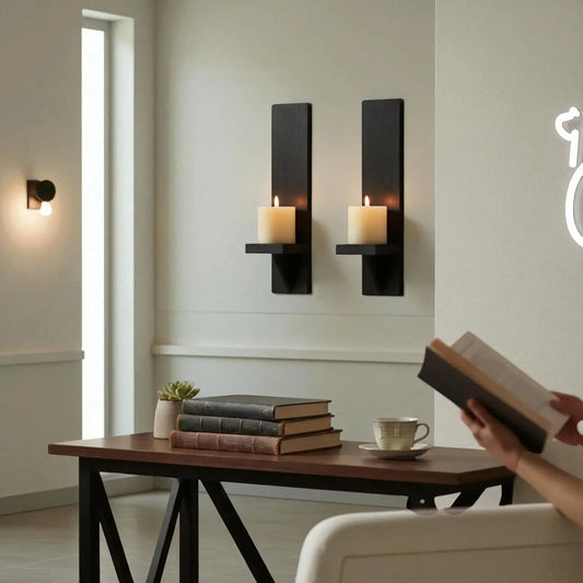 Rustic Wood Candle Sconces