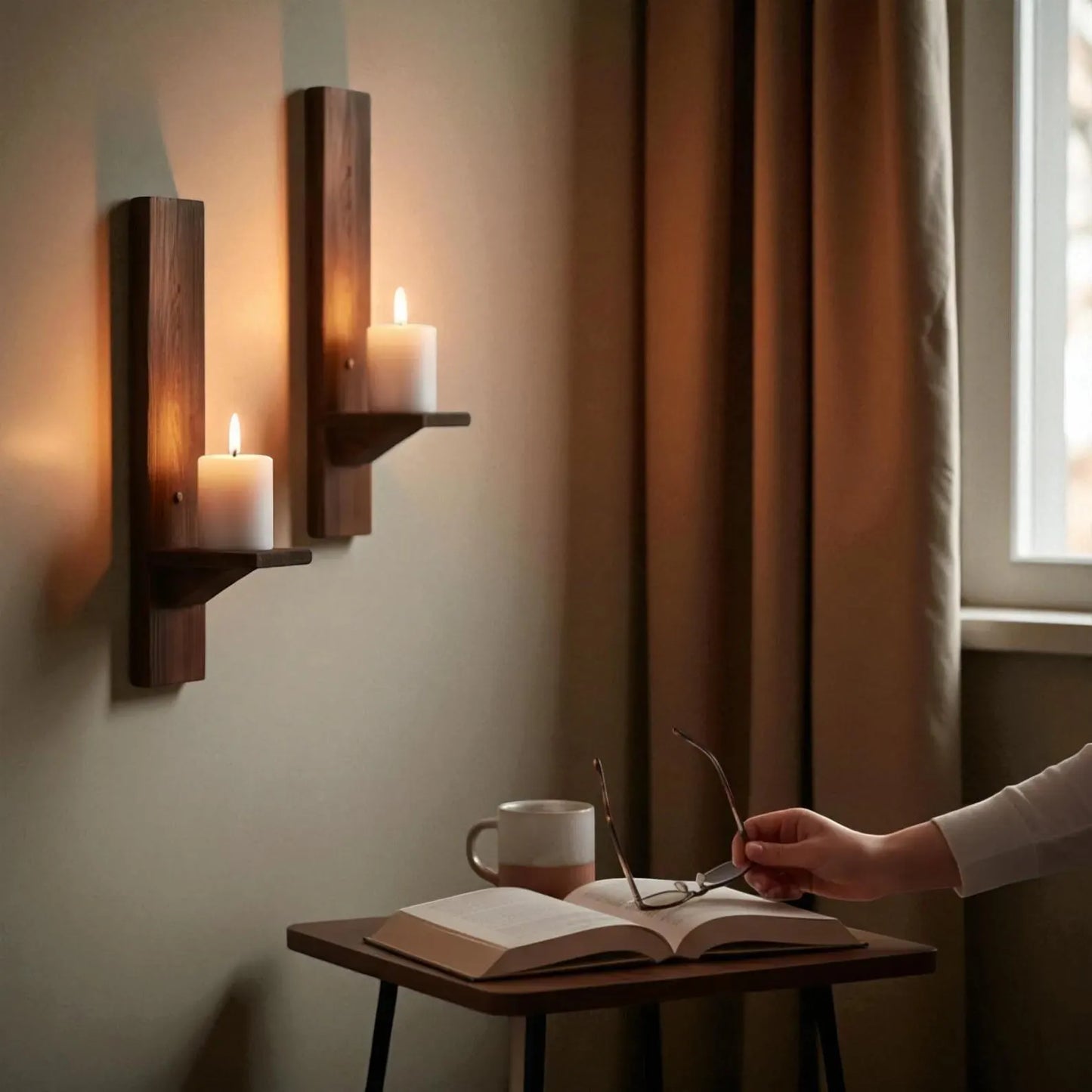 Rustic Wood Candle Sconces