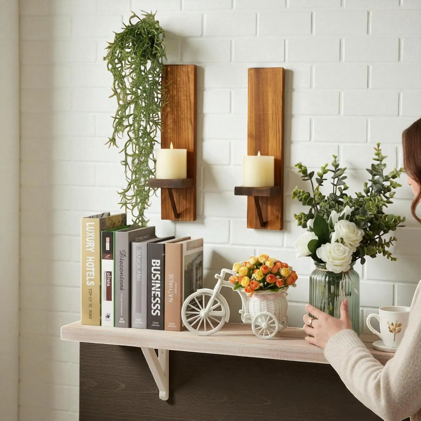 Rustic Wood Candle Sconces