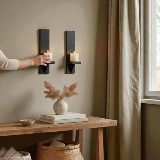 Rustic Wood Candle Sconces